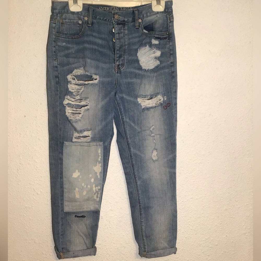 American eagle vintage Hi-rise vintage distressed womens jeans size 10